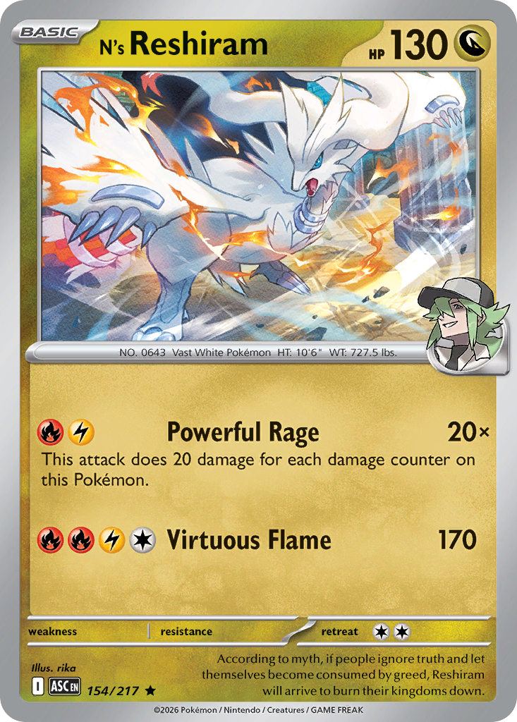 N's Reshiram Pokemon card