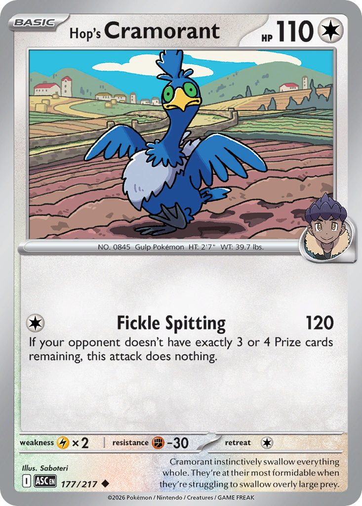 Hop's Cramorant Pokemon card
