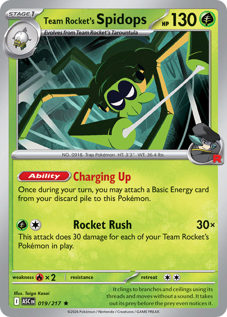 Team Rocket's Spidops Pokemon card