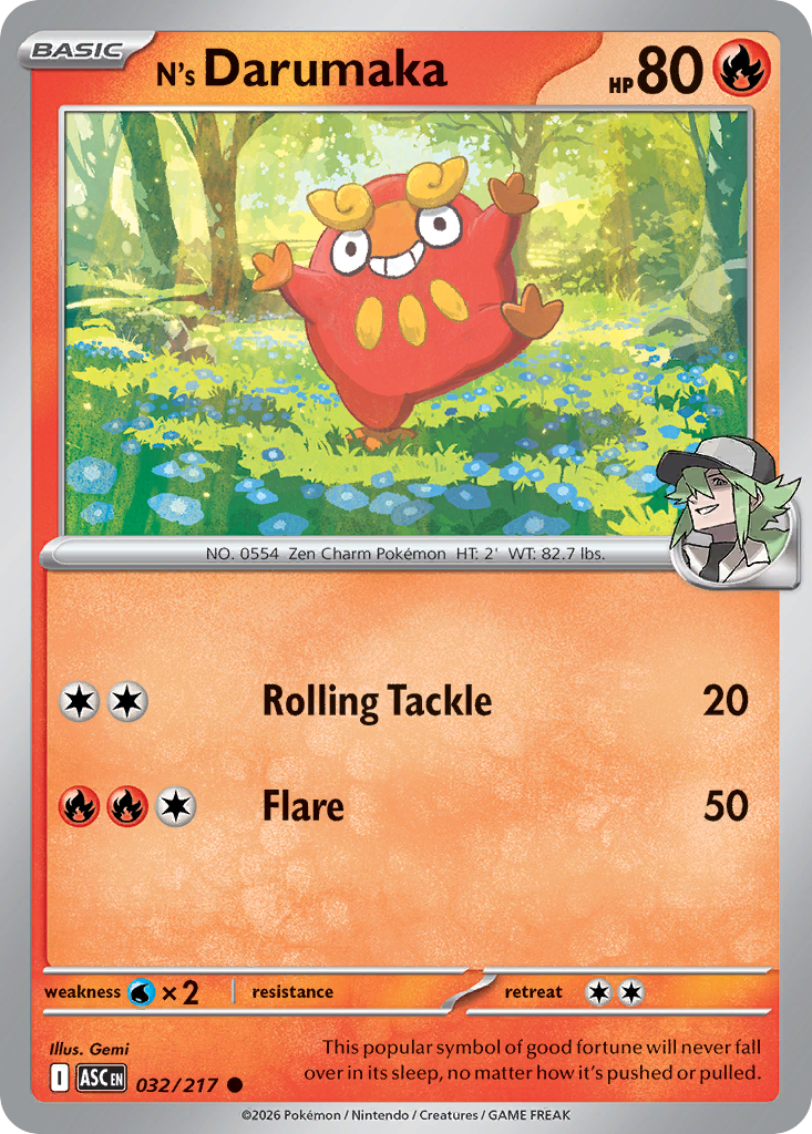 N's Darumaka Pokemon card
