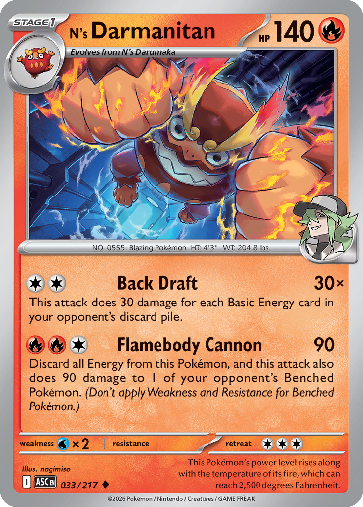 N's Darmanitan Pokemon card