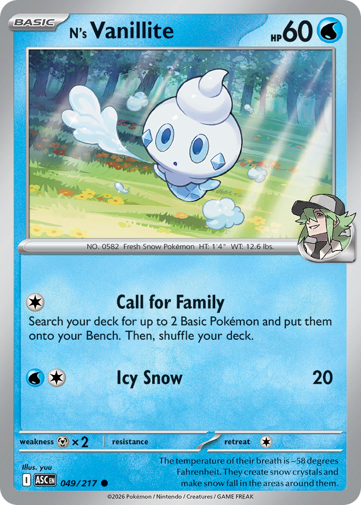 N's Vanillite Pokemon card