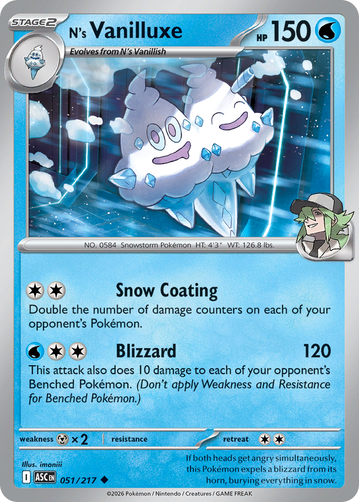 N's Vanilluxe Pokemon card