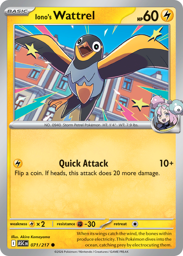 Iono's Wattrel Pokemon card