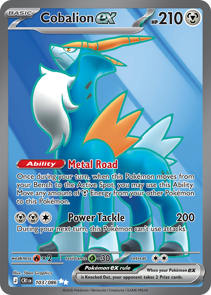 Cobalion ex #103 — Chaos Rising Ultra Rare Pokemon card