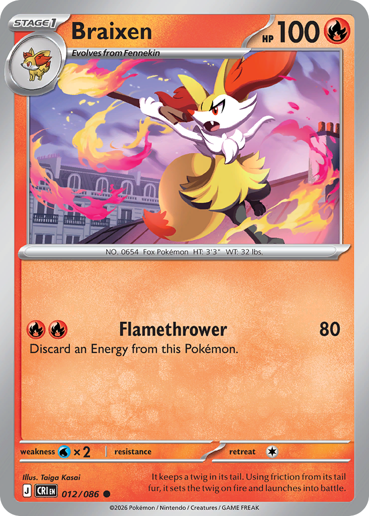 Braixen #12 — Chaos Rising Common Pokemon card