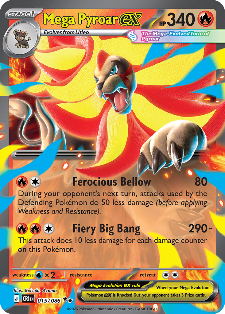 Mega Pyroar ex #15 — Chaos Rising Double Rare Pokemon card
