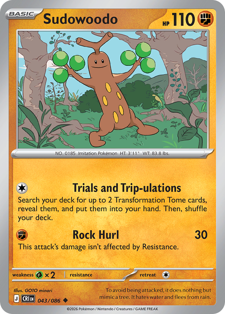 Sudowoodo #43 — Chaos Rising Uncommon Pokemon card