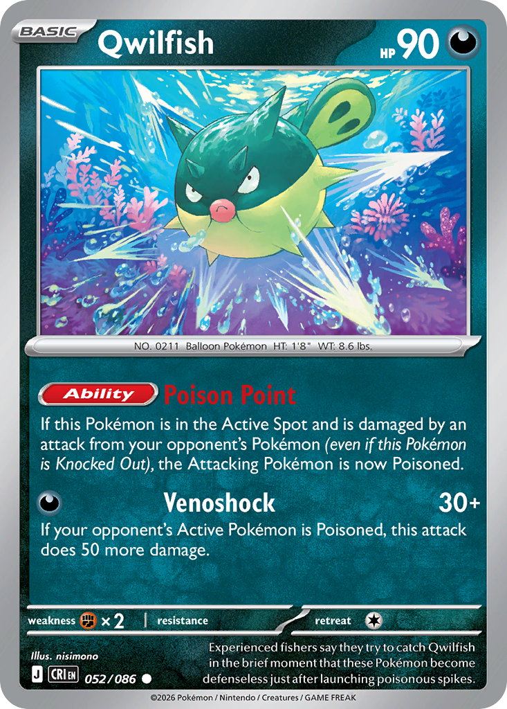 Qwilfish #52 — Chaos Rising Common Pokemon card
