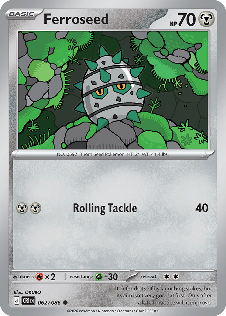 Ferroseed #62 — Chaos Rising Common Pokemon card