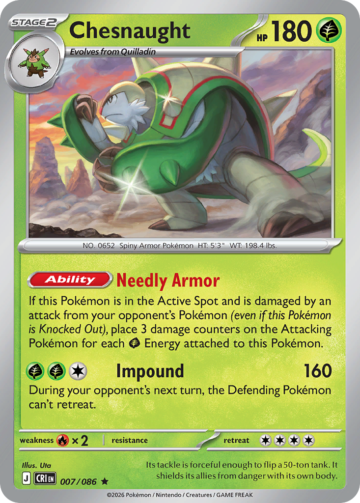 Chesnaught #7 — Chaos Rising Rare Pokemon card
