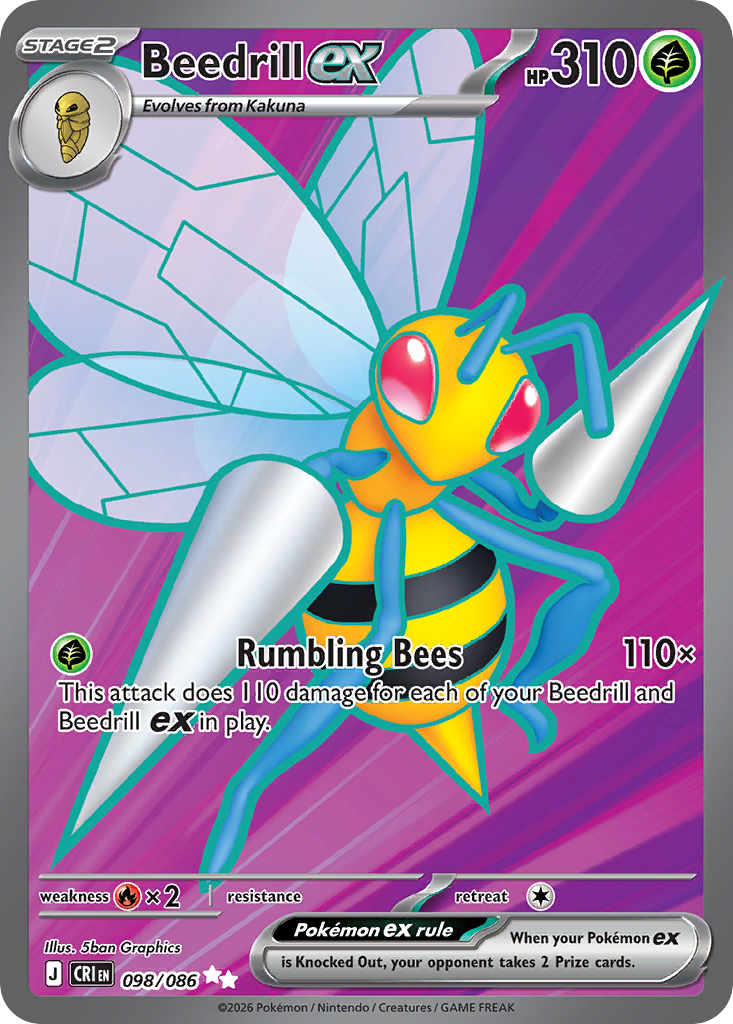 Beedrill ex #98 — Chaos Rising Ultra Rare Pokemon card