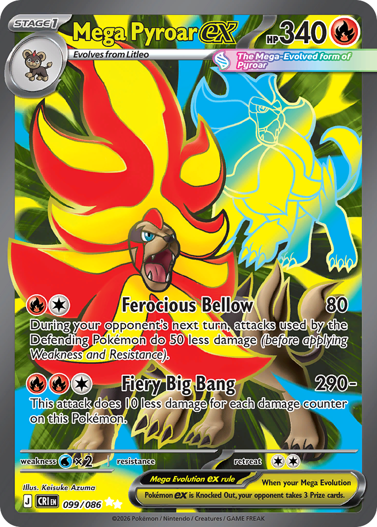 Mega Pyroar ex #99 — Chaos Rising Ultra Rare Pokemon card