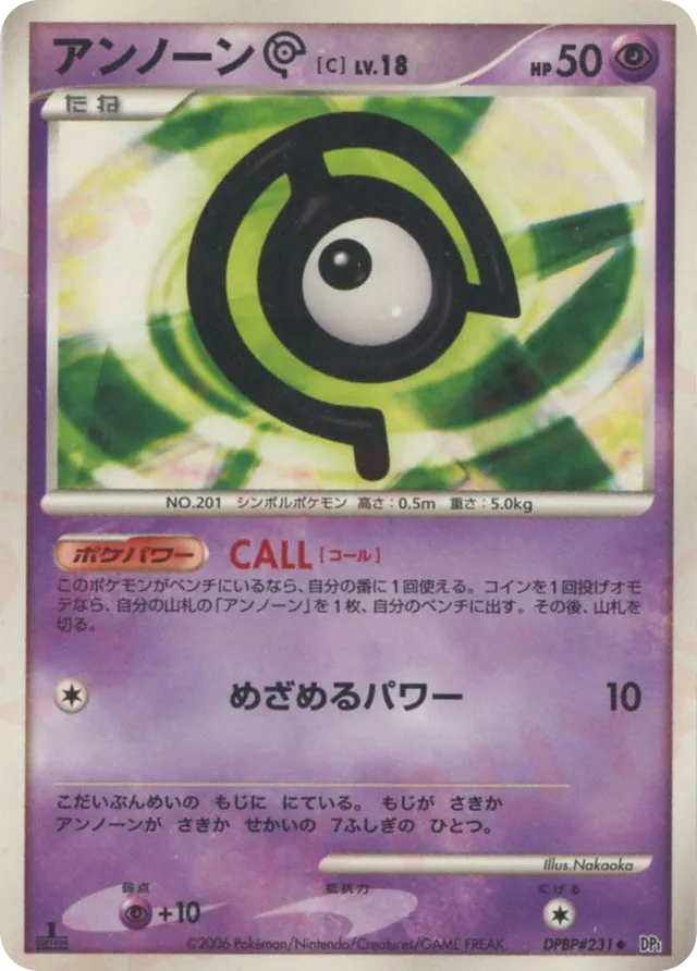 Unown C Pokemon card